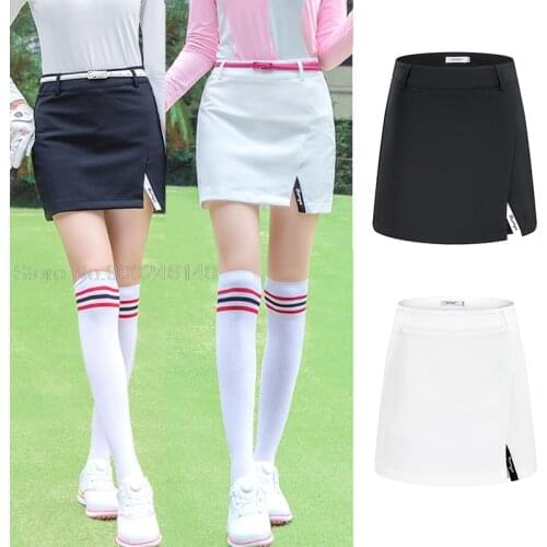 Womens Golf Skirt Elastic Slim Girls Skirts Ladies Mid-Waist Golf Tennis Sportswear Badminton Skort Breathable Split Mini Dress
