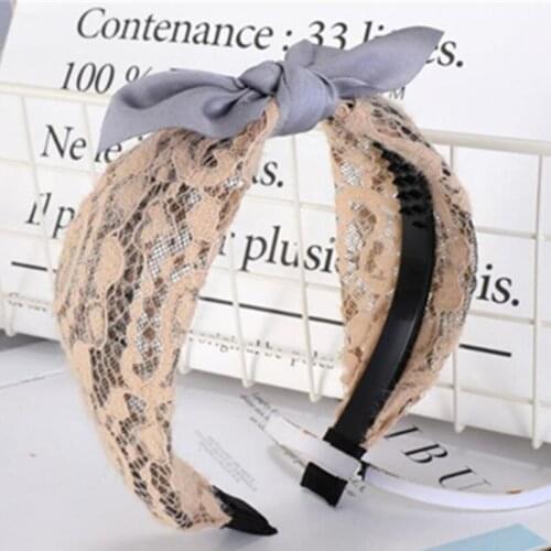 New Lace Bowknot Headband for Women Hair Accessories Wide Hairband Knot Girls Cute Bow Head Band Adults Headwear Head Band