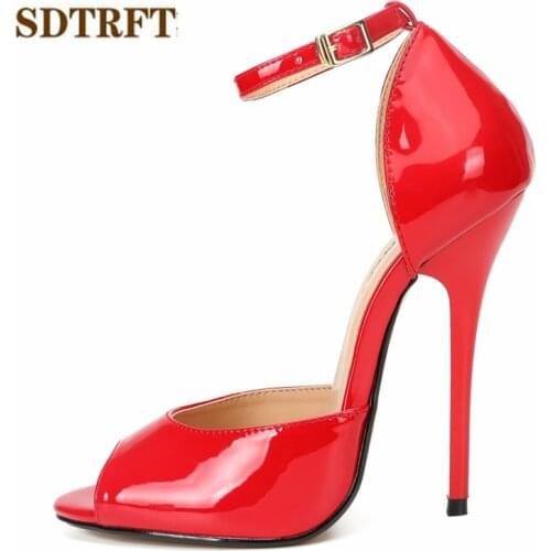 SDTRFT Plus Size:45 46 47 48 49 50 Women Party Sandals 2020 Summer 13cm thin High Heels Mujer Dress Shoes Peep Toe Buckle pumps