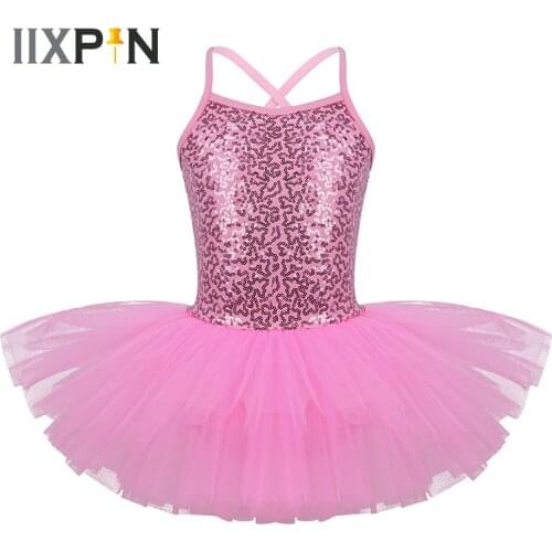 Girls Ballet Tutu Dress Kids Dance Wear Shiny Sequined Ballet Gymnastics Leotard Dance Party Dress Professional Ballerina Dress