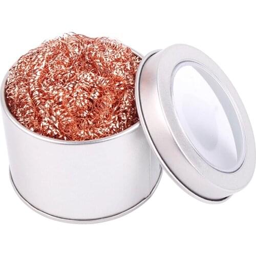 LUXIANZI 1pcs Welding Soldering Solder Iron Tip Cleaner Copper Wire Cleaner Ball Metal Dross Box Clean Ball for Welding Tools