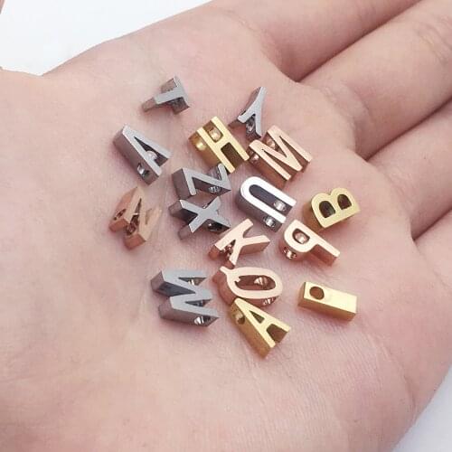 10Pcs/Lot Stainless Steel Mirror Polished Alphabet 26 Letter A-Z 1.8mm Hole Bead for DIY Jewelry Making Accessories