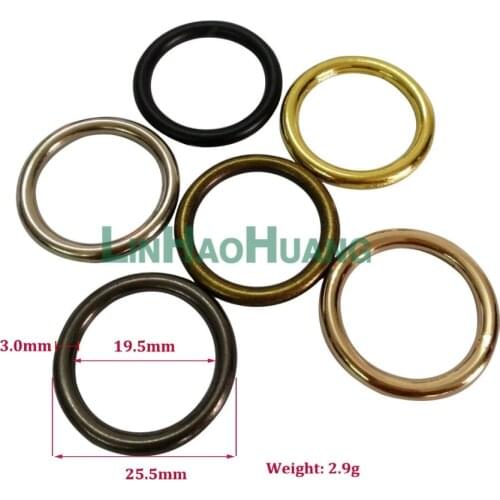 100pcs/lot 25mm round metal alloy DIY Leather Craft Bag Metal Loop Buckle Strap Accessories 6 colors