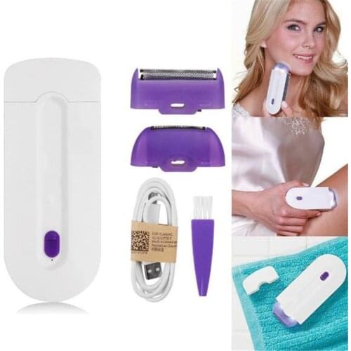 Newest 2 IN 1 USB Rechargeable Portable Laser Epilator Rotary Shaver Body Face Leg Bikini Depilator Women Hair Remover Tool
