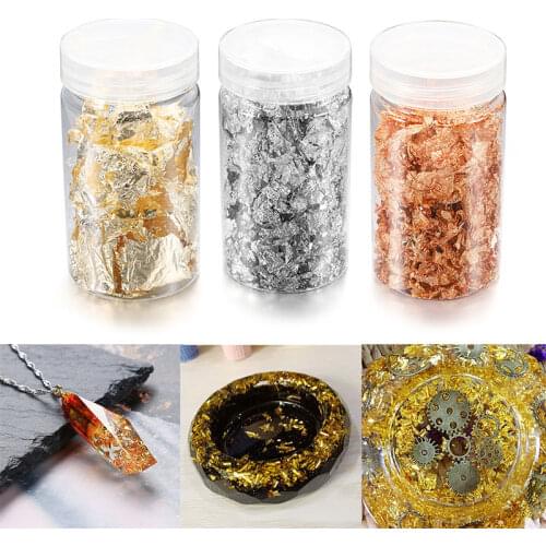 20g Imitation Gold Sliver Foil Sequins Glitters Craft Leaf Flake Sheets Bulk Foil Paper For Gilding DIY Jewelry Nail Art Decor