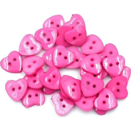 20PCS 15x14mm Fuchsia Heart Shape Plastic Sewing Buttons 2 Holes DIY Shirt Skirt Scrapbook Sweater Bag Crafts Repair Accessories