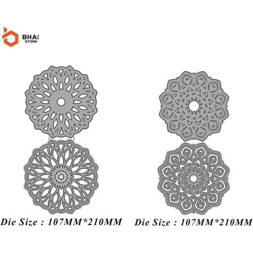 2021 Double Flower Hollow Background Frame Metal Cutting Dies Stencil Scrapbooking DIY Album Stamp Paper Card Embossing Decor