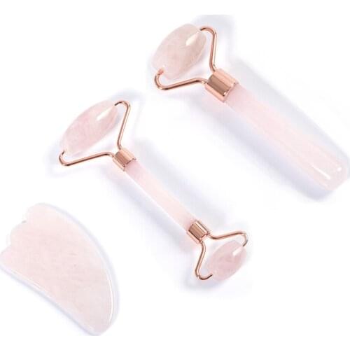 3pcs Massager For Face Jade Roller Facial Skin Care Tools Natural Gouache Scraper Body Back Beauty Slimming Massagers Roller Set