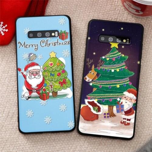 3D Relief Case For Samsung Galaxy A21S A51 A71 A11 A31 A41 A10 A20 A30 A40 A50 A70 S10 S8 S9 S20 Ultra Plus TPU Christmas Cover