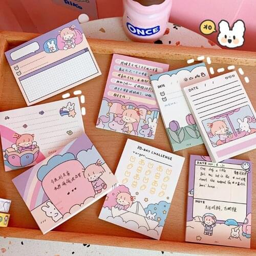 50 Sheets Cute Carotoon Girls Paper Memo Pads Notepad Student Sticky Notes To Do List Weekly Planner Stickers Korean Stationery