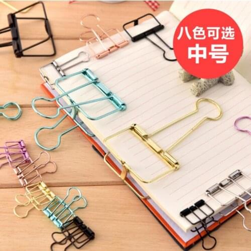 8 Colors Hollow Metal Binder Clip Cute Paper Organizer Memo Clips Photo Holder Book Dovetail Clip Rose Gold School Accessories