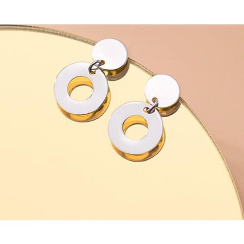 925 Sterling Silver Simple Round Circle Dangle Post Earrings A1835