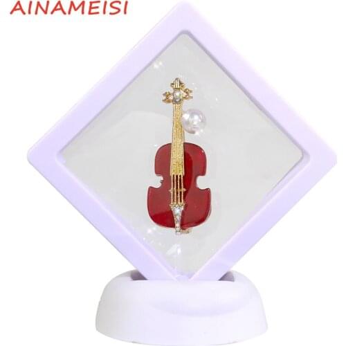 AINAMEISI New Fashion Red Violin Brooch Accessories Hot-Selling Fashion Ladies Jewelry Silk scarf Buckle Alloy Pearl Pin Accesso