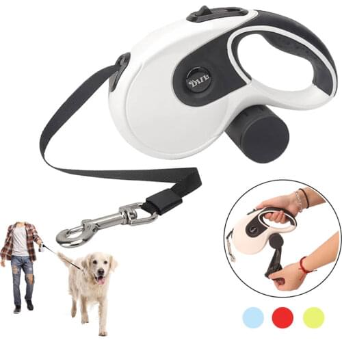 5M Retractable Dog Leashes with poop bag Dispenser Automatic extending Walking Pet Dog Lead Leash for Pet supplies Accessories