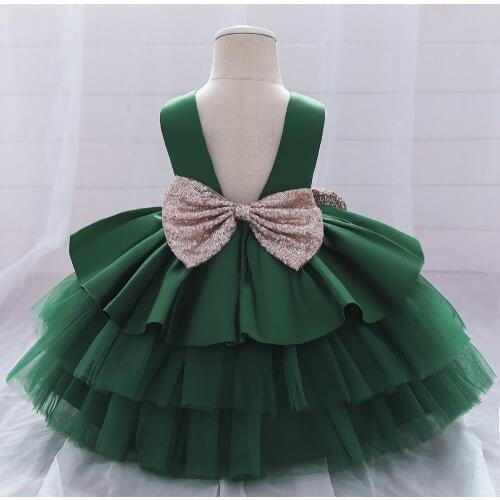 Girls Ball Dresses for 1st Birthday Party Formal Children Clothes Kids Girls Big Bow Layers Dresses for Wedding Girls Dress New