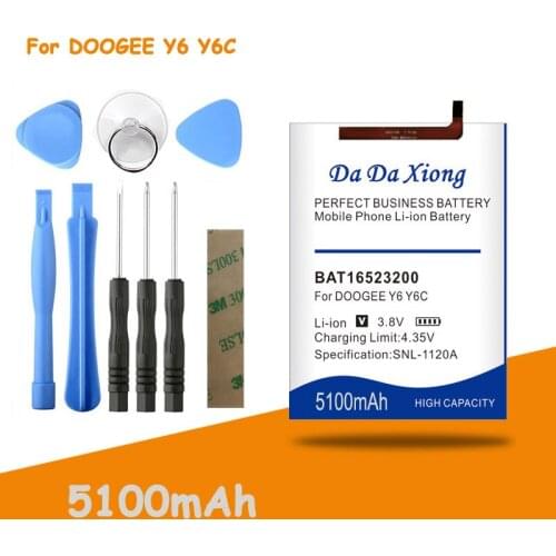 Free Shipping 5100mAh BAT16523200 MTK6750 Battery for DOOGEE Y6 Y6C Y6 Piano Smart Phone + Free Tools