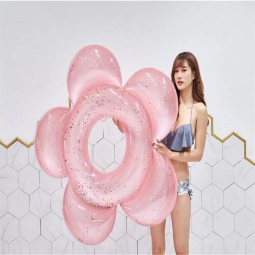 Sequin pool float inflatable Ring Swimming Pool Shiny Flower Swim Ring 140cm Adult Pool Tube Circle for Swimming Pool Party Toy