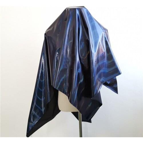 Good Navy Blue Shining illusion PU Leather Fabric Mirror Laser Faux Leather Sewing Material for DIY Creative Clothing/ dress