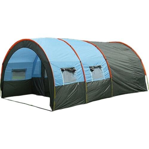 Large Camping Tent 8-10 People Waterproof Portable Outdoor Picnic Family Party Tunnel Tent Equipment Double Layer Tent 4 Seasons