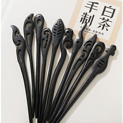 Black Wooden Hair Sticks Headbands For Women Elegance Lady Hairpins Fashion Hair Clip Hair Carved Wooden Hair Fork 2021