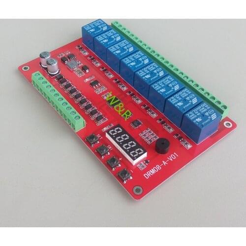 DRM08/ Eight-channel multi-function relay module/delay/self-lock/cycle/timing/linkage/control module