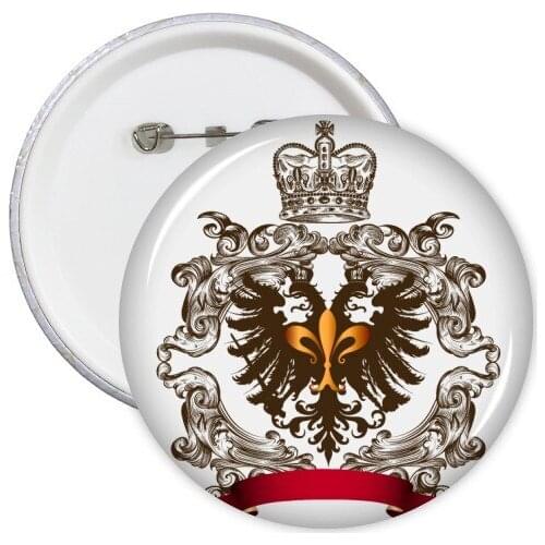 Double-headed Eagle Emblem Medieval Knights of Europe Round Pins Badge Button Clothing Decoration Gift 5pcs