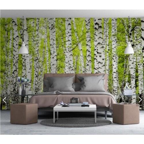 Birch Forest Mural Photo Wallpaper for Living Room Bedroom Printed Wall Paper Contact Paper Wall Murals Papel De Parede