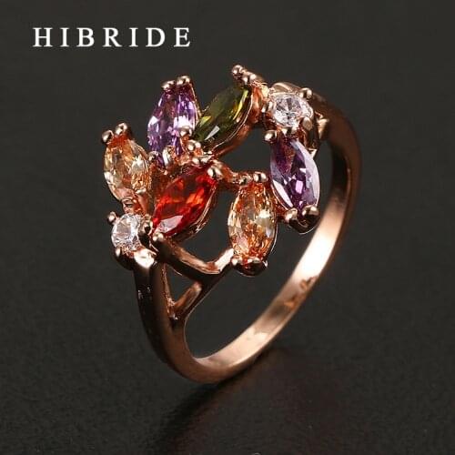 HIBRIDE Jewelry 2017 Hot Sale Luxurious AAA CZ Rings For Women, Female Multicolor Jewelry Rings For Anniversary QSP0010-5