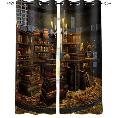 Study Candle Retro Style Fantasy Night Modern Curtains for Living Room Bedroom Kitchen Curtains Drapes Window Treatments