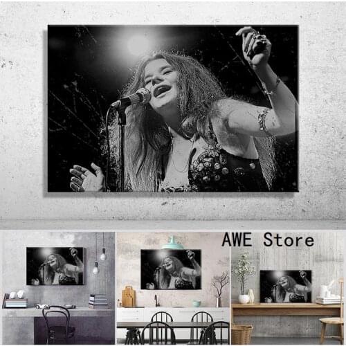 Picture Canvas Printed Painting Janis Joplin Singing Wall Art Poster for Living Room Decor No Frame