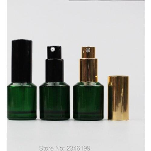 15ML 20pcs/lot Deep Green Glass Liquid Container, Empty Glass Sprayer, DIY Glass Lotion Punp Bottle, Emulsion Bottle