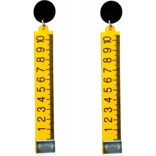 Creative Funny Yellow Scale Ruler Acrylic Drop Earrings for Women Girls Geometric Cute Long Dangle Earrings Fashion Jewelry Gift