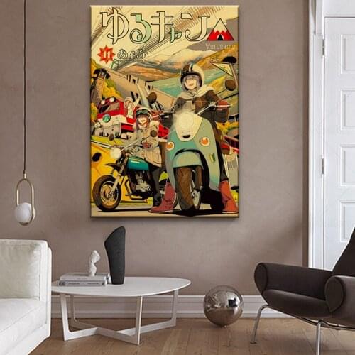 Retro Cute Anime Movie Yuru Camp Posters Anime Collection Prints and Posters Home Room Wall Decorative Stickers