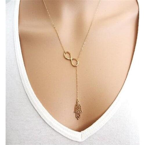 Fashion Palm Charm Women Necklace Metal Gold And Silver Colour Clavicle Chain Necklace Ladies Party Jewelry
