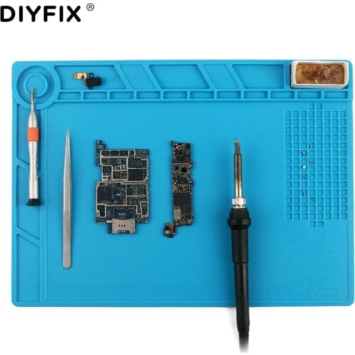 DIYFIX S140 Soft Silicone Soldering Pad Heat Insulation Mat Desk Maintenance Platform for Electrical Components Repair Station