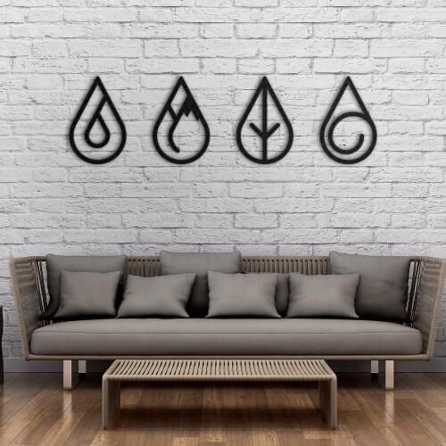 Singa Set-Four elements Metal wall Art and Decor, Stylish Design Genuine Laser Cutting, office decoration and living room decor