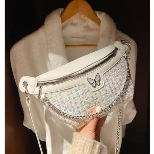 Butterfly chest bag trendy fashion chain small bags fashion trend one-shoulder messenger handbag Literary and art handbags