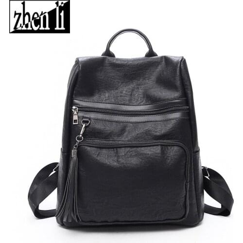 2021 New Arrivals Womens Backpacks For Female PU Leather Borwn or Black Solid Color Design High Quality Preppy Style Girls Bag