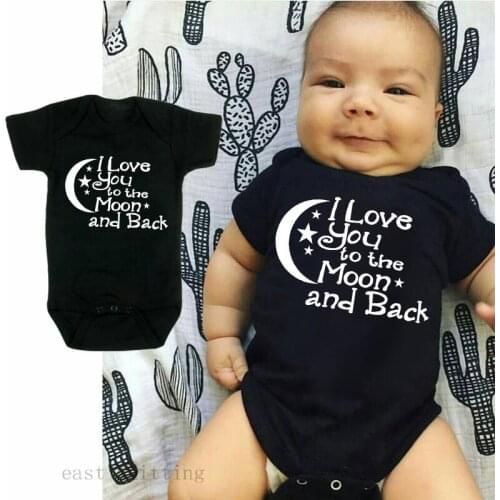 New Summer Toddler Baby Girl I Love You to the Moon and Back Romper Short Sleeve Boy Jumpsuit Infant Playsuit Kid Casual Outwear