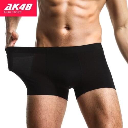 1pcs Solid color unmarked mens panties Modale panties mens mid-waist sexy breathable flat-angle pants pants spot men boxer