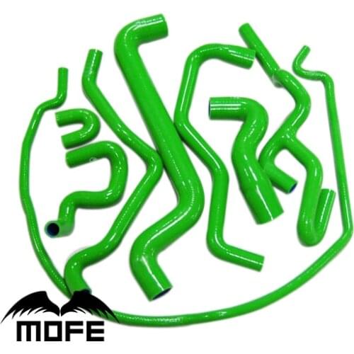 MOFE Original Logo 8PCS Silicone Heater Radiator Hose Kit Green For Saab 9 5 1999 to 2001