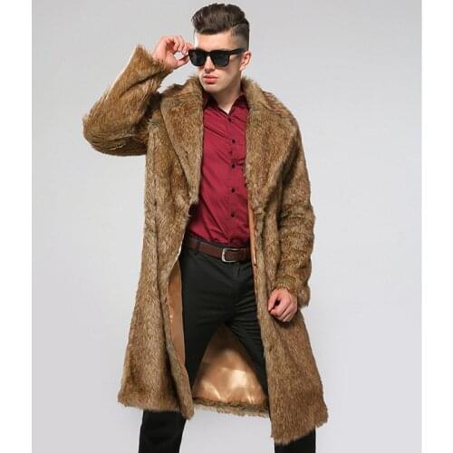 Autumn and winter new mens fur coat imitation mink fur coat European and American long winter clothes fatten up to keep warm
