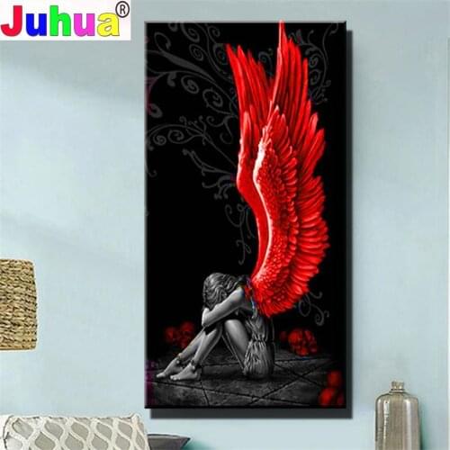 Full Square/Round Diamond Painting"Demon Angel"5D DIY Diamond Embroidery Picture Diamond Mosaic Red Girl Handmade Gift
