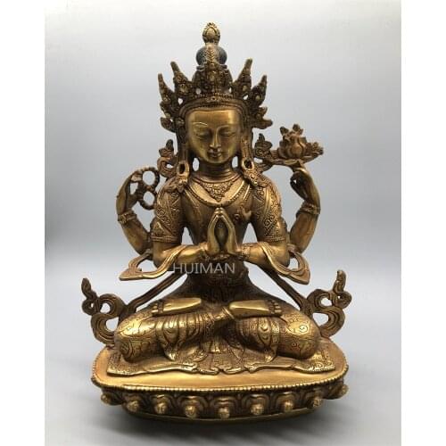 Collect China Fine Workmanship Brass Sculpture Bodhisattva Buddha Metal Crafts Home Decoration#17
