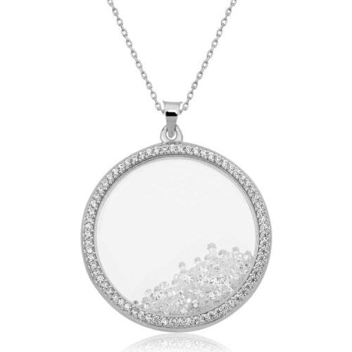 Silver Movable Stone Plate Necklace
