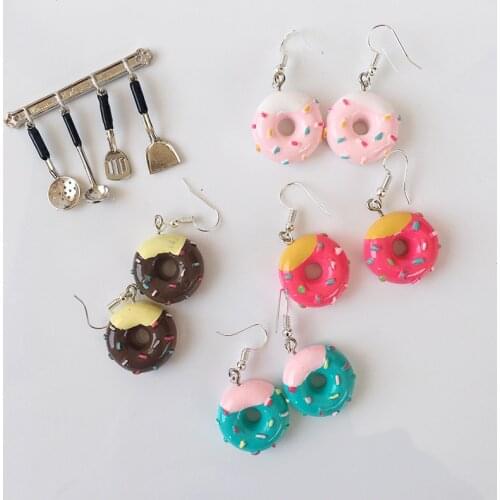 Earring For Women Resin Drop Custom Made Handmade Cute Girls Gift Cookies Macaron Cake Food Donuts