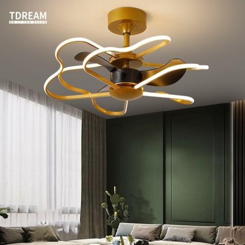 Modern Ceiling Fan with Led Light Bedroom Dining Room Living Room Light Torch Ceiling Fans Light TDREAM