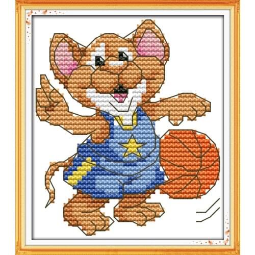 The sport mouse (5) - basketball cross stitch kit 14ct 11ct count print canvas stitches embroidery DIY handmade needlework plus