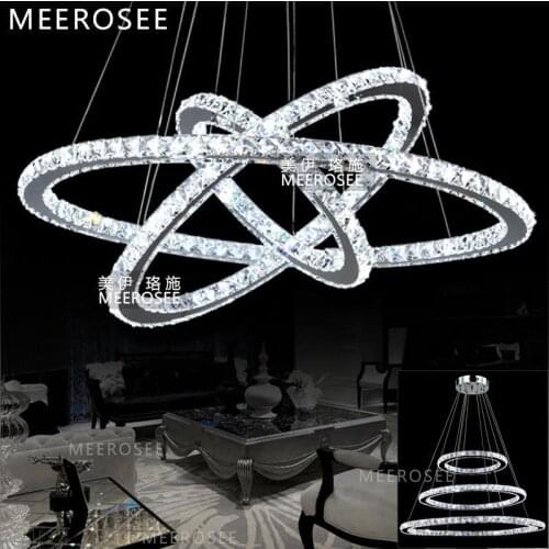 LED Crystal Ring Pendant Light Crystal Light Different Size Led Crystal Hanging Lamp Lustre for Home Decoration Hotel MD8825