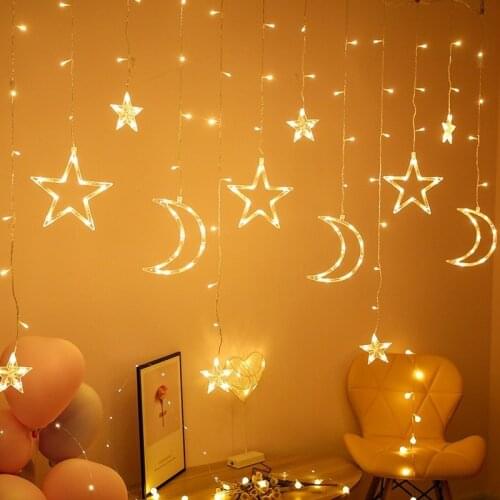 LED Icicle Star Moon Fairy Lights Garland Curtain Christmas Decorations for Home New Year 2022 Decor Christmas Lights Navidad